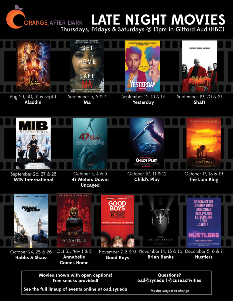 This is the Fall 2019 OAD Movie Listing